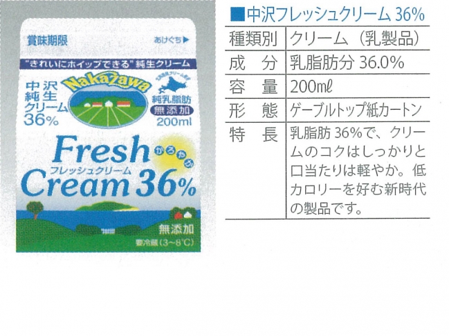 中沢フレッシュクリーム３６％